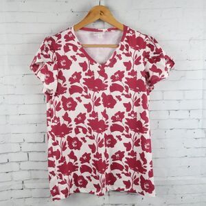 LULAROE DARK PINK FLORAL SHORT RUFFLE SLEEVE V NECK TOP SIZE XXS